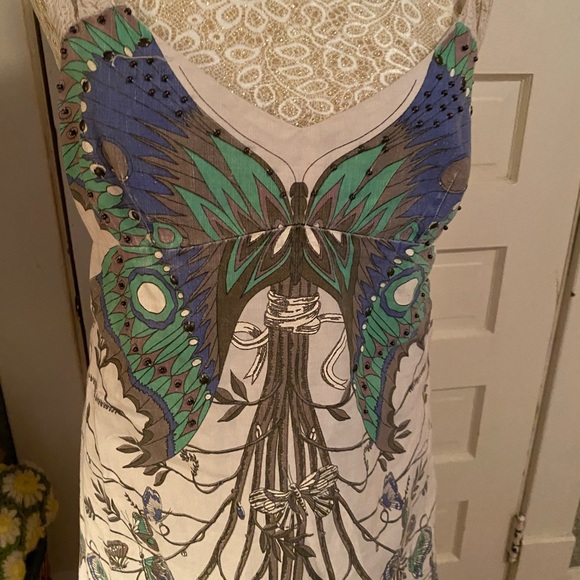 Free People butterfly sleeveless mini sundress cotton blend fitted lace straps 8 - Picture 3 of 12